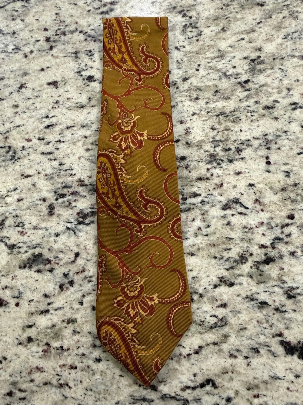 Fendi Olive Green and Burgundy Paisley Silk Tie
